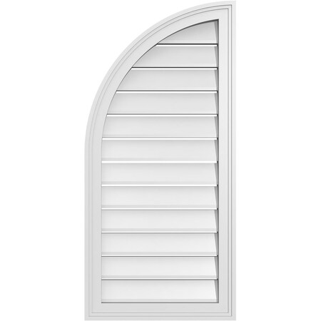 Ekena Millwork Quarter Round Top Left Surface Mount PVC Gable Vent w/ 2"W x 1-1/2"P Brickmould Frame, 18"W x 38"H GVPQL18X3802SF